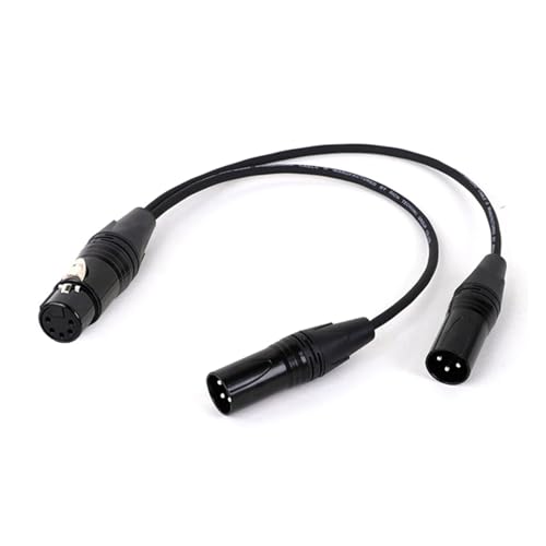 ROBAUN Y-Splitter-Audiokabel, 5-polige Buchse auf Zwei 3-polige Stecker, 5-poliger Stecker auf Zwei 3-polige Buchsen, buntes Adapterkabel(5F-3MX2-Black,0.2m) von ROBAUN