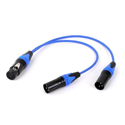 ROBAUN Y-Splitter-Audiokabel, 5-polige Buchse auf Zwei 3-polige Stecker, 5-poliger Stecker auf Zwei 3-polige Buchsen, buntes Adapterkabel(5F-3MX2-Blue,0.5m) von ROBAUN