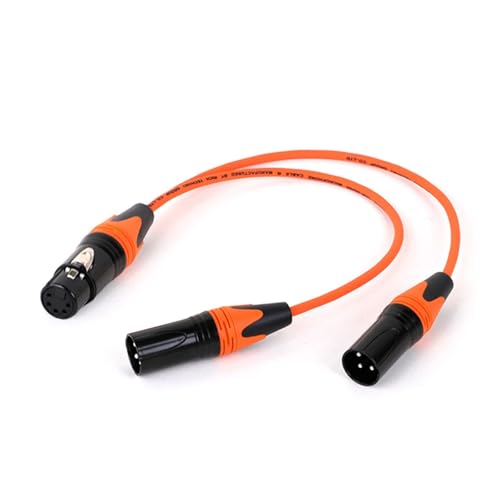 ROBAUN Y-Splitter-Audiokabel, 5-polige Buchse auf Zwei 3-polige Stecker, 5-poliger Stecker auf Zwei 3-polige Buchsen, buntes Adapterkabel(5F-3MX2-Orange,0.2m) von ROBAUN