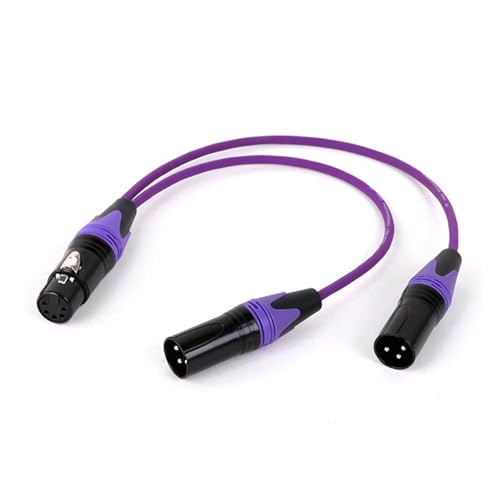 ROBAUN Y-Splitter-Audiokabel, 5-polige Buchse auf Zwei 3-polige Stecker, 5-poliger Stecker auf Zwei 3-polige Buchsen, buntes Adapterkabel(5F-3MX2-Purple,0.5m) von ROBAUN