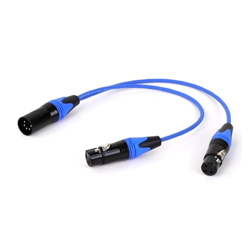 ROBAUN Y-Splitter-Audiokabel, 5-polige Buchse auf Zwei 3-polige Stecker, 5-poliger Stecker auf Zwei 3-polige Buchsen, buntes Adapterkabel(5M-3FX2-Blue,0.2m) von ROBAUN