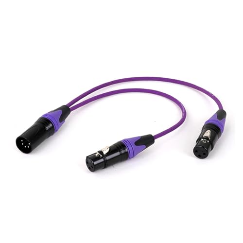 ROBAUN Y-Splitter-Audiokabel, 5-polige Buchse auf Zwei 3-polige Stecker, 5-poliger Stecker auf Zwei 3-polige Buchsen, buntes Adapterkabel(5M-3FX2-Purple,0.2m) von ROBAUN