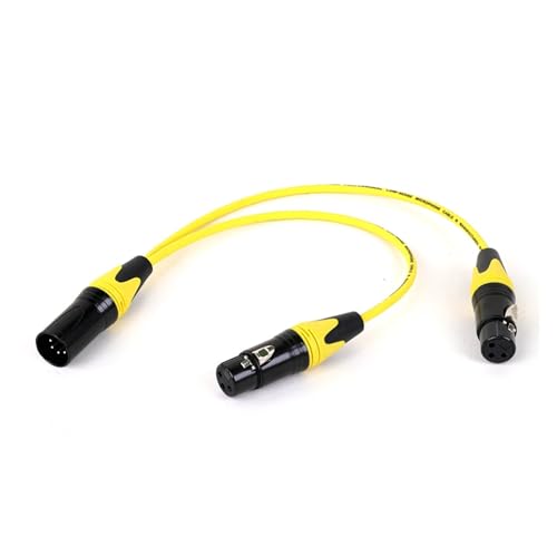 ROBAUN Y-Splitter-Audiokabel, 5-polige Buchse auf Zwei 3-polige Stecker, 5-poliger Stecker auf Zwei 3-polige Buchsen, buntes Adapterkabel(5M-3FX2-Yellow,0.2m) von ROBAUN