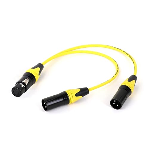 ROBAUN Y-Splitter-Audiokabel, 5-polige Buchse auf zwei 3-polige Stecker, 5-poliger Stecker auf zwei 3-polige Buchsen, buntes Adapterkabel(5F-3MX2-Yellow,2.9M) von ROBAUN