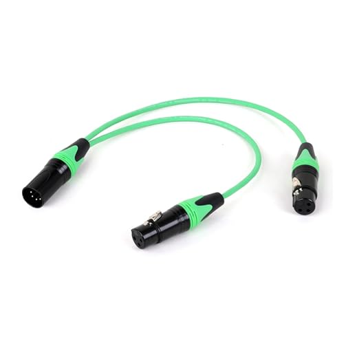ROBAUN Y-Splitter-Audiokabel, 5-polige Buchse auf zwei 3-polige Stecker, 5-poliger Stecker auf zwei 3-polige Buchsen, buntes Adapterkabel(5M-3FX2-Green,0.2m) von ROBAUN