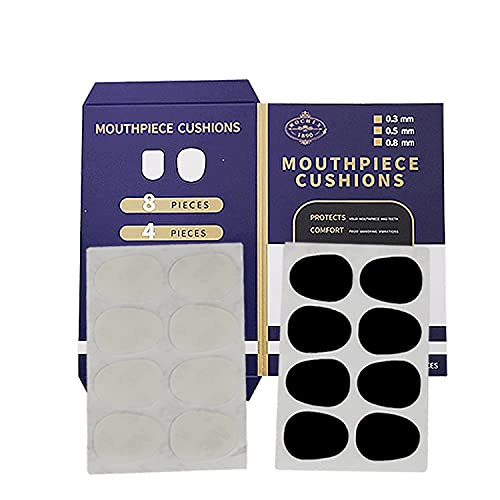 Alto/Tenor Saxophon Mundstück Kissen Patches Pads,2 Packs 0.8 mm 16PCS(8 PCS schwarz&8 PCS klar) von ROCHIX 1890