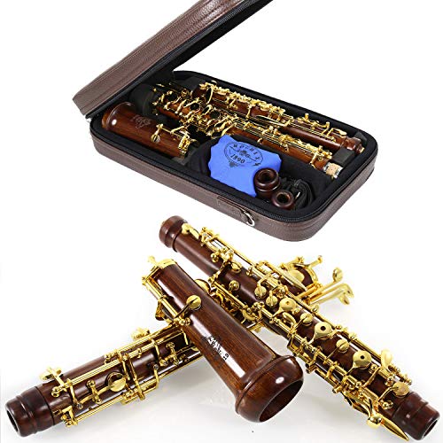 Rochix Oboe Professional Performance Level RHG13 Redwood Korpus vergoldeter halbautomatischer C-Ton mit 2 Blättern, 1 Reinigungstuch, 1 Oboe-Tupfer, 1 Daumenauflage, 1 Etui und mehr von ROCHIX 1890