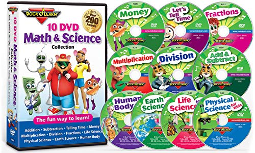 ROCK N LEARN 10 DVD Math & Science Collection (Addition & Subtraction, Tell Time, Money, Multiplication, Division, Fractions, Physical Science, Earth Science, Life Science and Human Body) von ROCK N LEARN