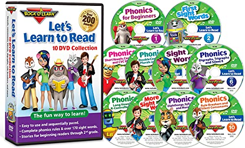 ROCK N LEARN Let's Learn to Read 10 DVD Collection (170 sight words, covers all phonics rules, vowels, consonants, blends, digraphs, practice sections to build reading fluency, 80 downloadable worksheets and more.) von ROCK N LEARN