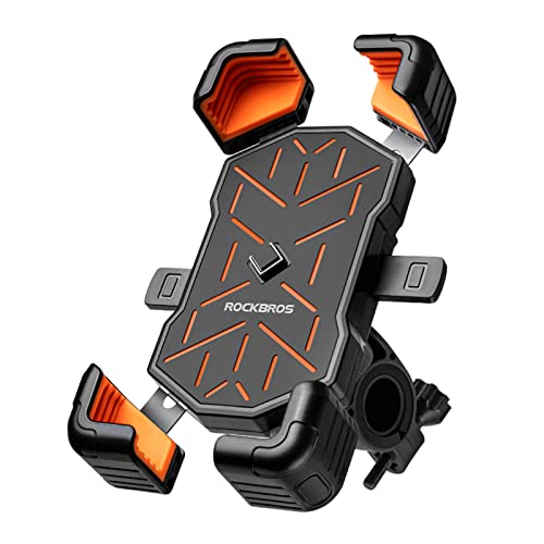 ROCKBROS Fahrrad Handyhalterung 1S Automatische Sperre, 360° Drehbare Motorrad Handy Halterung Kompatibel mit 4,5“-7,2“ Smartphones Universal für Rennrad MTB Roller E-Scooter von ROCKBROS