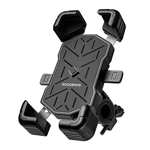 ROCKBROS Fahrrad Handyhalterung 1S Automatische Sperre, 360° Drehbare Motorrad Handy Halterung Kompatibel mit 4,5“-7,2“ Smartphones Universal für Rennrad MTB Roller E-Scooter von ROCKBROS