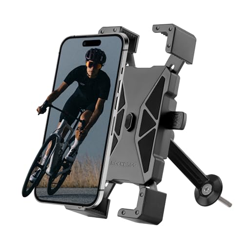 ROCKBROS Handyhalterung Fahrrad, Handy Halter Fahrrad Gabelschaft mit 1S Schnelle Montage und 360° Drehung, Fahrradhalterung Handy für 4.5"-7.2" Smartphone von ROCKBROS