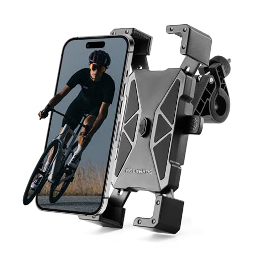 ROCKBROS Handyhalterung Fahrrad und Motorrad, Handy Halterung Lenker Universal 1S Schnelle Montage und 360° Drehung, Handyhalter Fahrrad für 4.5"-7.2" Smartphone von ROCKBROS