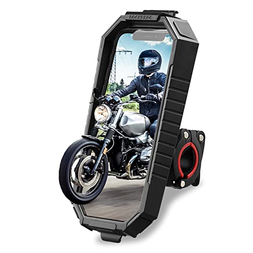 ROCKBROS Handyhalterung Motorrad Wasserdicht Universal Fahrrad Handyhalterung mit Touchscreen 360° Drehbar Fahrrad Motorrad Smartphone Halterung für 6,8 Zoll Smartphone von ROCKBROS