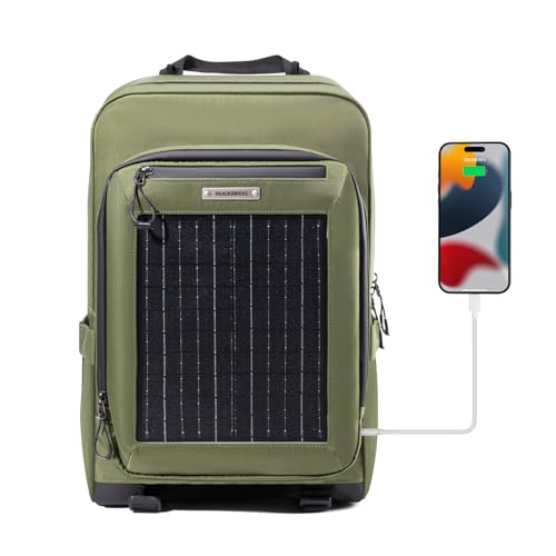 ROCKBROS Solarrucksack Solar Rucksack 20L mit Flexiblem Abnehmbarem 10V 14W Solarpanel Solarpanelrucksack USB-Anschluss für Wandern Camping Reisen Grün ROCKBROS Solarrucksack Solar Rucksack 20L mit Flexiblem Abnehmbarem 10V 14W Solarpanel Solarpanelrucksack USB-Anschluss für Wandern Camping Reisen Grün von ROCKBROS