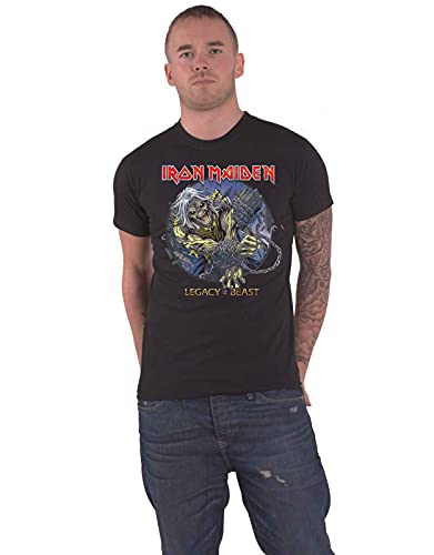 Iron Maiden T Shirt Eddie Chained Legacy Band Logo Nue offiziell Herren Schwarz S von Rock Off officially licensed products