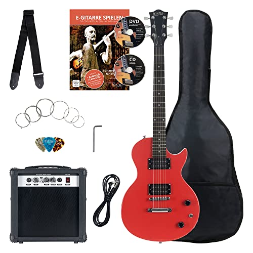 Rocktile Banger's Pack Komplettset E-Gitarre Single Cut Rot (Verstärker, Tasche, Kabel, Gurt, Plecs, Ersatzsaiten und Schule mit CD/DVD) von ROCKTILE