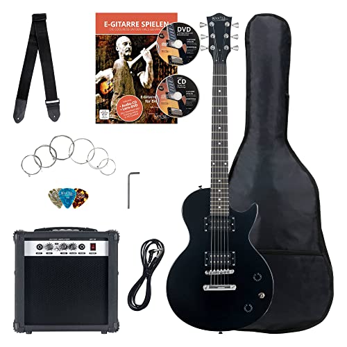Rocktile Banger's Pack Komplettset E-Gitarre Single Cut Schwarz (Verstärker, Tasche, Kabel, Gurt, Plecs, Ersatzsaiten und Schule mit CD/DVD) von ROCKTILE