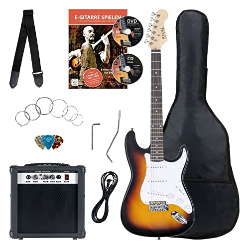 Rocktile Banger's Pack Komplettset E-Gitarre Sunburst (Verstärker, Tremolo, Tasche, Kabel, Gurt, Plecs, Ersatzsaiten und Schule mit CD/DVD) von ROCKTILE