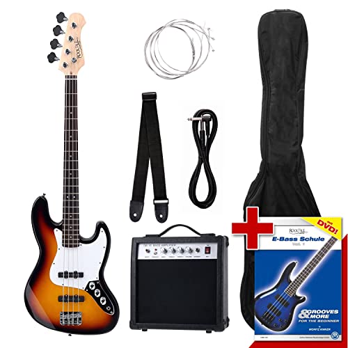 Rocktile Groover's Pack JB E-Bass Komplettset Sunburst (Verstärker, Tasche, Kabel, Gurt, Ersatzsaiten und Schule mit DVD) von ROCKTILE