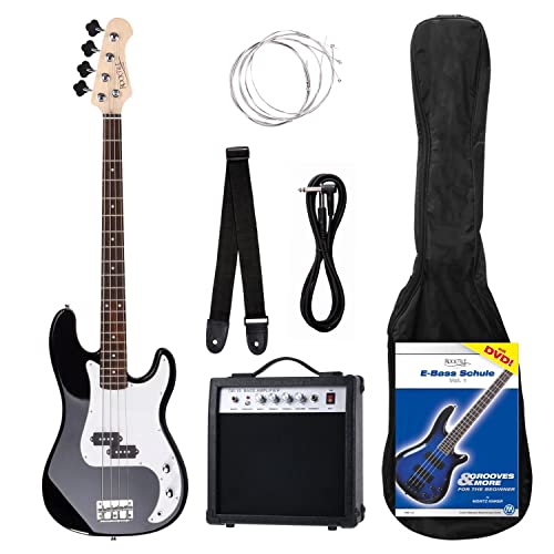 Rocktile Groover's Pack PB E-Bass Komplettset Schwarz (Verstärker, Tasche, Kabel, Gurt, Ersatzsaiten und Schule mit DVD) von ROCKTILE