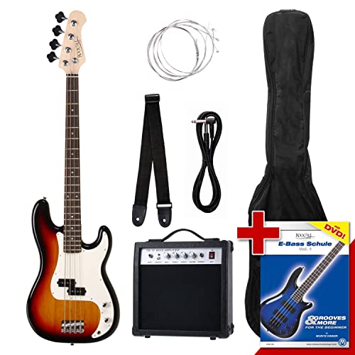 Rocktile Groover's Pack PB E-Bass Komplettset Sunburst (Verstärker, Tasche, Kabel, Gurt, Ersatzsaiten und Schule mit DVD) von ROCKTILE