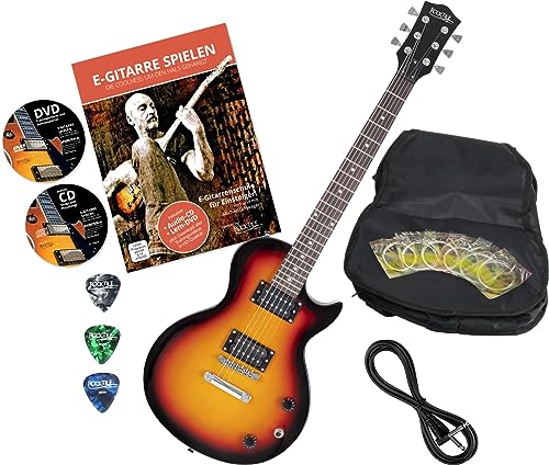 Rocktile L-100 SB E-Gitarre Sunburst mit Zubehör (Gitarre Gigbag Tasche, Kabel, Plektren, Gitarren Schule mit CD & DVD, Gitarrensaiten) von ROCKTILE