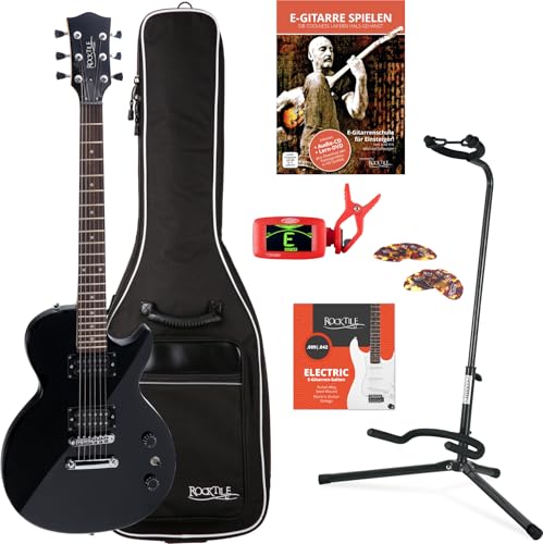 Rocktile LP-100 BL E-Gitarre Schwarz SET inkl. Gigbag + Ständer + Saiten + Tuner + Plektren von ROCKTILE