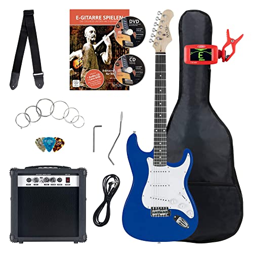 Rocktile ST-Pack Komplettset E-Gitarre Blue (Verstärker, Stimmgerät, Tremolo, Tasche, Kabel, Gurt, Plecs, Ersatzsaiten und Schule mit CD/DVD) von ROCKTILE