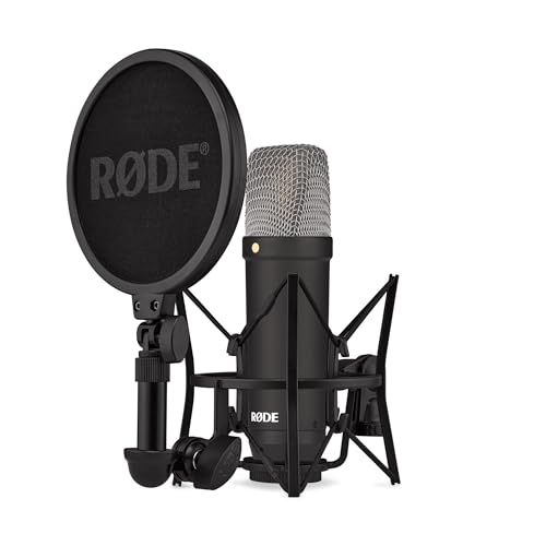 RØDE NT1 Signature Series Großmembrankondensatormikrofon mit Schockhalterung, Popschutz und XLR-Kabel für Musikproduktion, Gesangsaufnahmen, Streaming und Podcasting von RØDE
