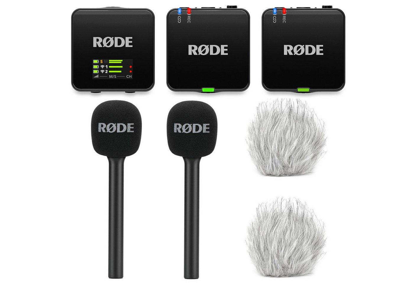 RØDE Rode Mikrofon-Funksystem Wireless GO Gen 3 Interview Set 2 Digitales Aufnahmegerät (Vorteils-Set mit Handadapter und Windschutz) von RØDE