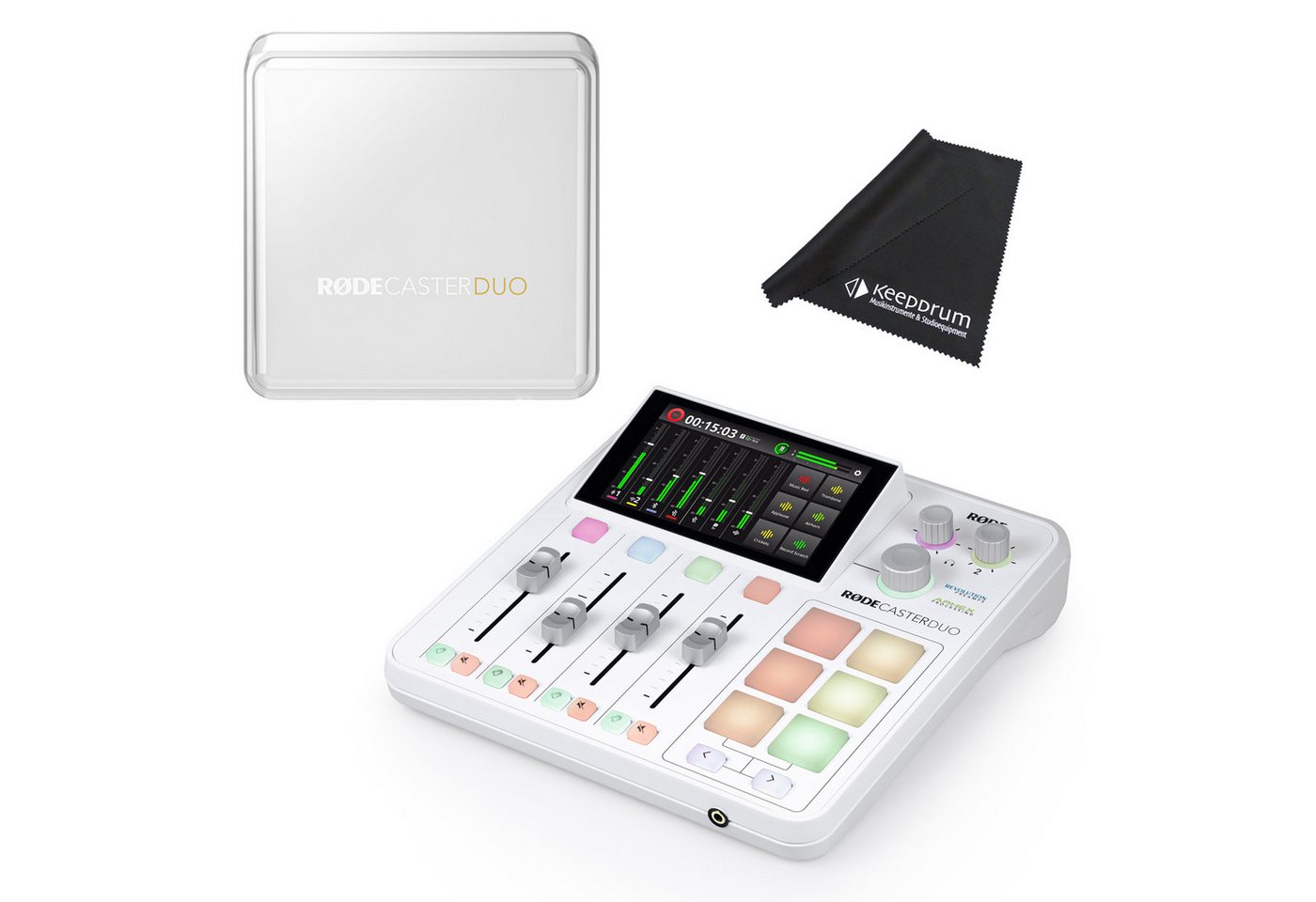 RØDE Rode Rodecaster Duo Weiss Mischpult mit Abdeckung und Tuch Digitales Aufnahmegerät RØDE Rode Rodecaster Duo Weiss Mischpult mit Abdeckung und Tuch Digitales Aufnahmegerät von RØDE