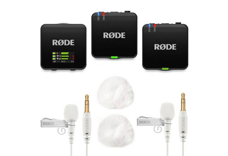 RØDE Rode Wireless GO Gen 3 mit 2x Lavalier GO WH und 2x WS05WH Digitales Aufnahmegerät (Vorteils-Set mit 2x Lavalier Go Mikrofon und Windschutz) von RØDE