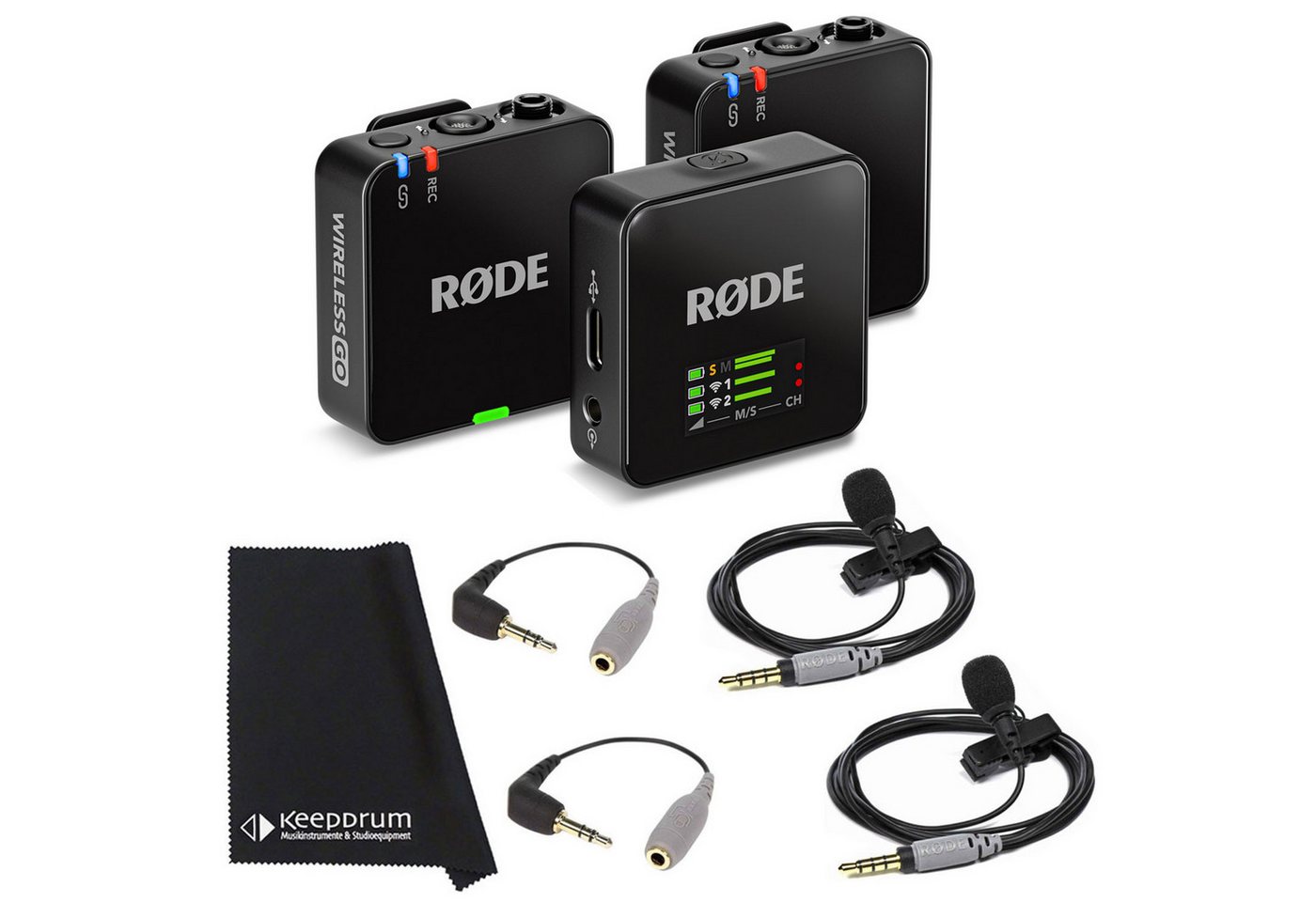 RØDE Rode Wireless GO Gen 3 mit 2x Smartlav und 2x SC3 und Tuch Digitales Aufnahmegerät (Mikrofon-Funksystem) von RØDE