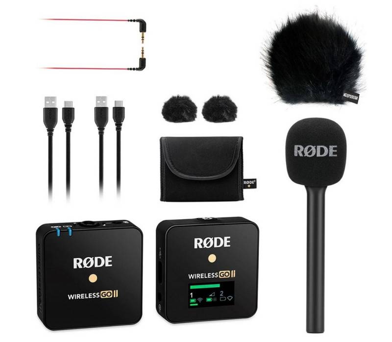 RØDE Rode Wireless GO II Single mit Interview GO und Windschutz BK Digitales Aufnahmegerät (und Fell-Windschutz) von RØDE