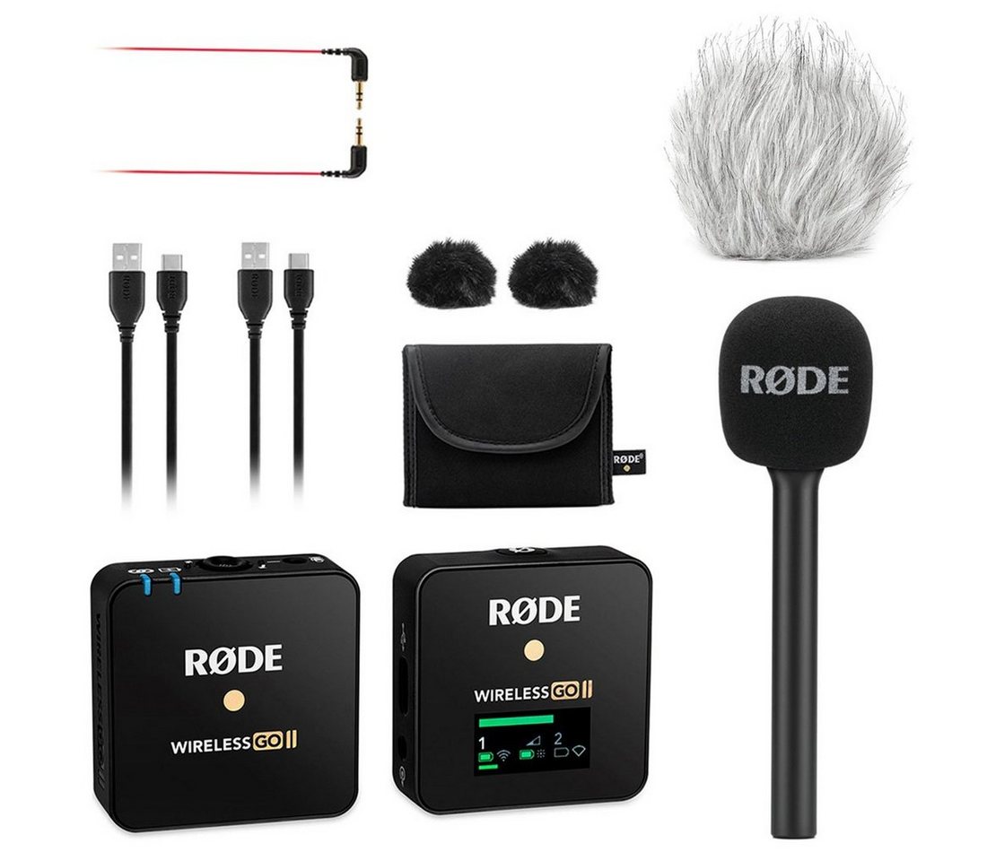 RØDE Rode Wireless GO II Single mit Interview GO und Windschutz Digitales Aufnahmegerät (Mikrofon-Funksystem) von RØDE
