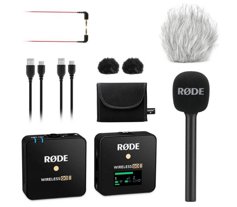 RØDE Rode Wireless GO II Single mit Interview GO und Windschutz Digitales Aufnahmegerät (Mikrofon-Funksystem) von RØDE