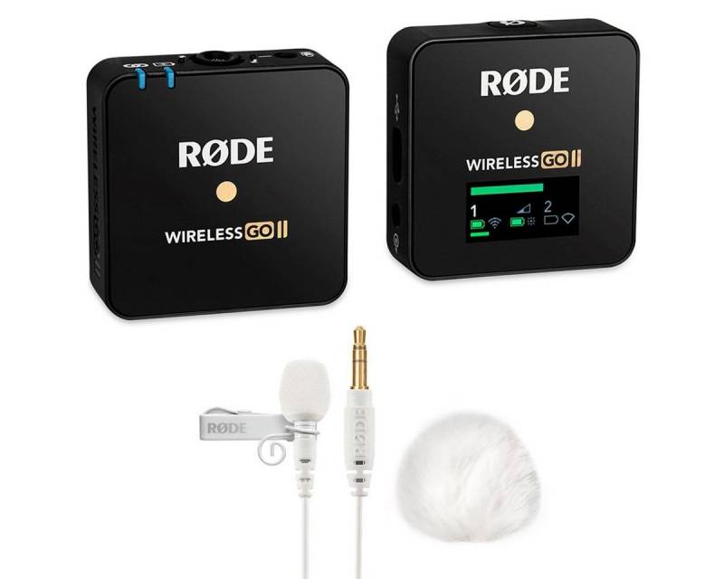 RØDE Rode Wireless GO II Single mit Lavalier GO WH und WS05WH Digitales Aufnahmegerät (Mikrofon-Funksystem) von RØDE