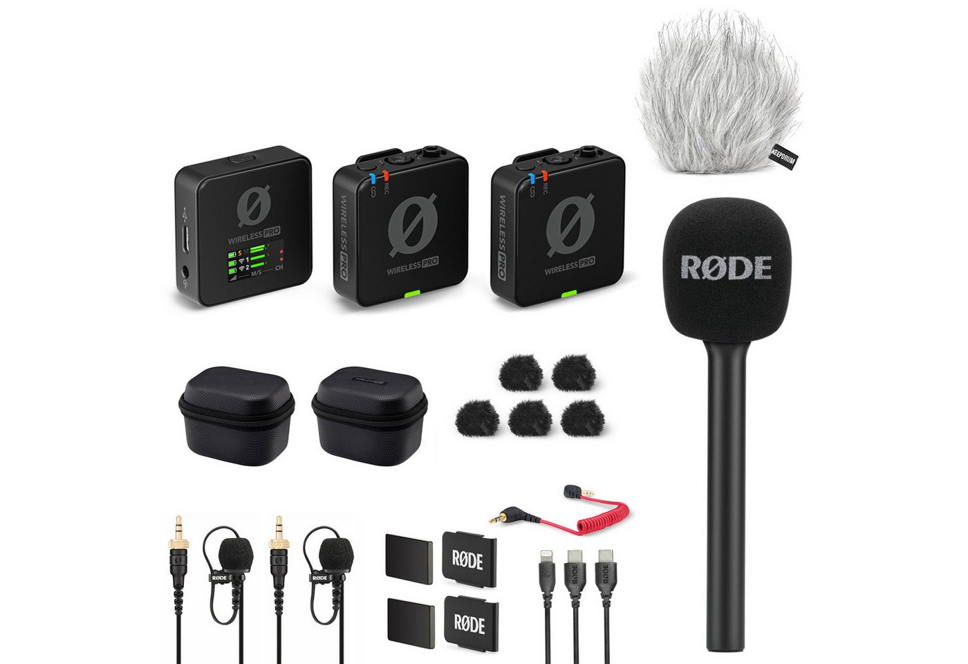 RØDE Rode Wireless Pro Mikrofon-Set mit Handadapter und Fell-Windschutz Digitales Aufnahmegerät (Vorteils-Set mit Handadapter und Windschutz) von RØDE