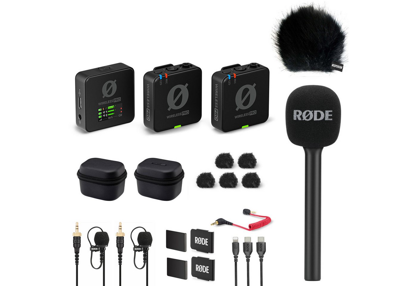 RØDE Rode Wireless Pro Mikrofon-Set mit Handadapter und Windschutz Digitales Aufnahmegerät (Vorteils-Set mit Handadapter und Windschutz) von RØDE