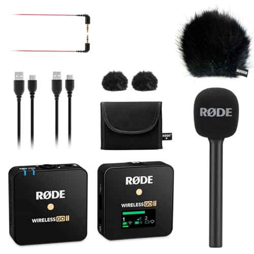 RØDE Wireless GO II Single Drahtlos-System Funk-Mikrofon Set + Interview GO Handadapter + keepdrum Fell-Windschutz BK von RØDE