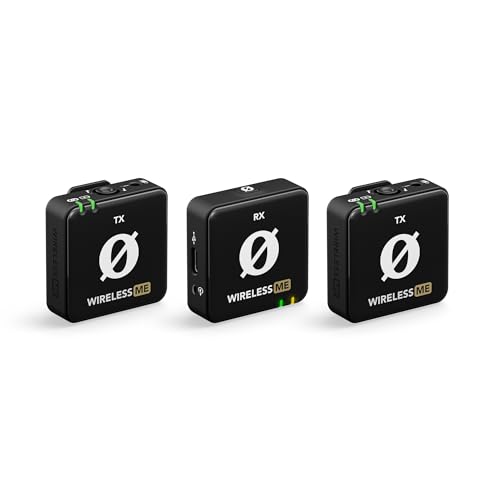 RØDE Wireless ME Dual Set: Kompaktes drahtloses Mikrofonsystem mit GainAssist-Technologie, integrierten Mikrofonen und 100m Reichweite für Filmemacher, Interviews und Content-Erstellung (Schwarz) von RØDE