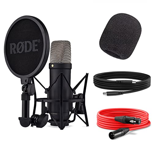 Rode NT1 5th Generation XLR USB Studio-Mikrofon Schwarz + keepdrum WS2 Popfilter von RØDE