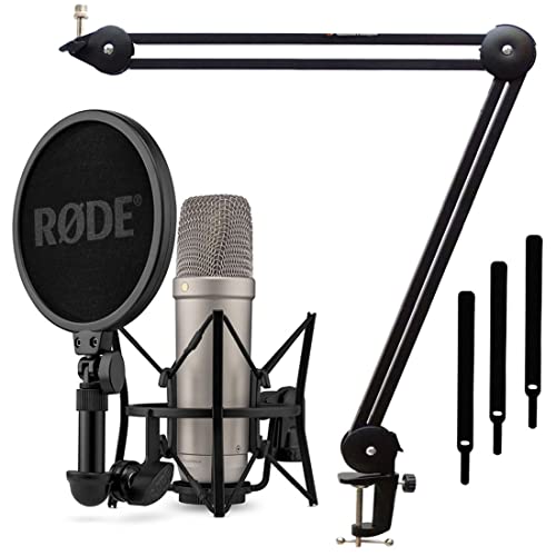 Rode NT1 5th Generation XLR USB Studio-Mikrofon Silber + keepdrum MS138 BK Gelenkarm Stativ Schwarz von RØDE