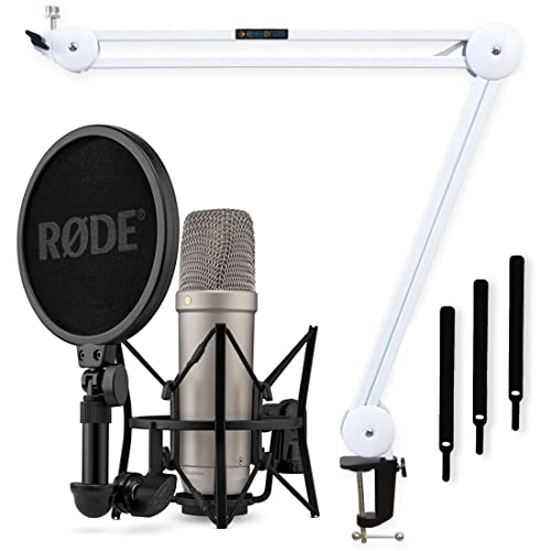 Rode NT1 5th Generation XLR USB Studio-Mikrofon Silber + keepdrum MS138 WH Gelenkarm Tischstativ Weiss von RØDE