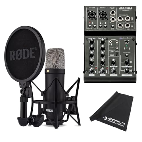 Rode NT1 Signature Black Studio-Mikrofon + ART USBMix4 Mischpult + keepdrum Mikrofasertuch von RØDE