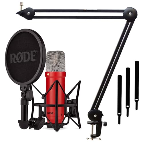 Rode NT1 Signature Red Studio-Mikrofon Rot + keepdrum MS138 Gelenkarm-Stativ Schwarz von RØDE