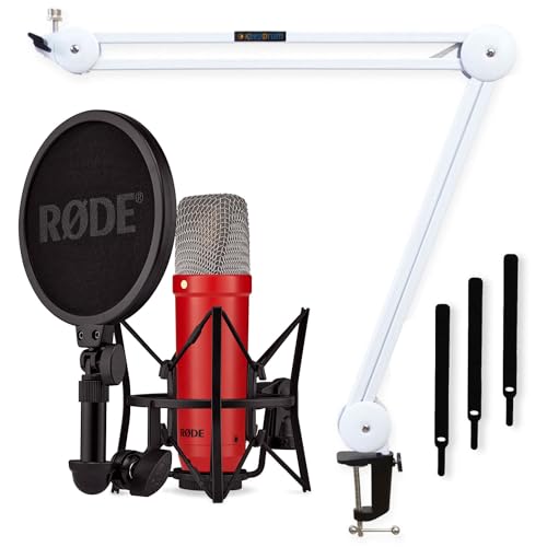 Rode NT1 Signature Red Studio-Mikrofon Rot + keepdrum MS138 Gelenkarm-Stativ Weiss von RØDE