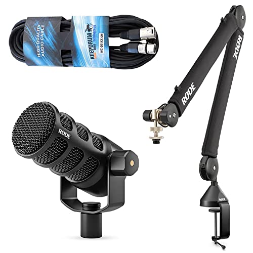 Rode Podmic USB XLR Mikrofon + PSA-1+ Plus Gelenkarm-Stativ + keepdrum XLR-Kabel von RØDE