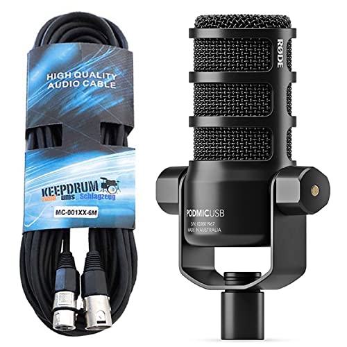 Rode Podmic USB XLR Podcast Sprecher-Mikrofon + keepdrum XLR Kabel Rode Podmic USB XLR Podcast Sprecher-Mikrofon + keepdrum XLR Kabel von RØDE